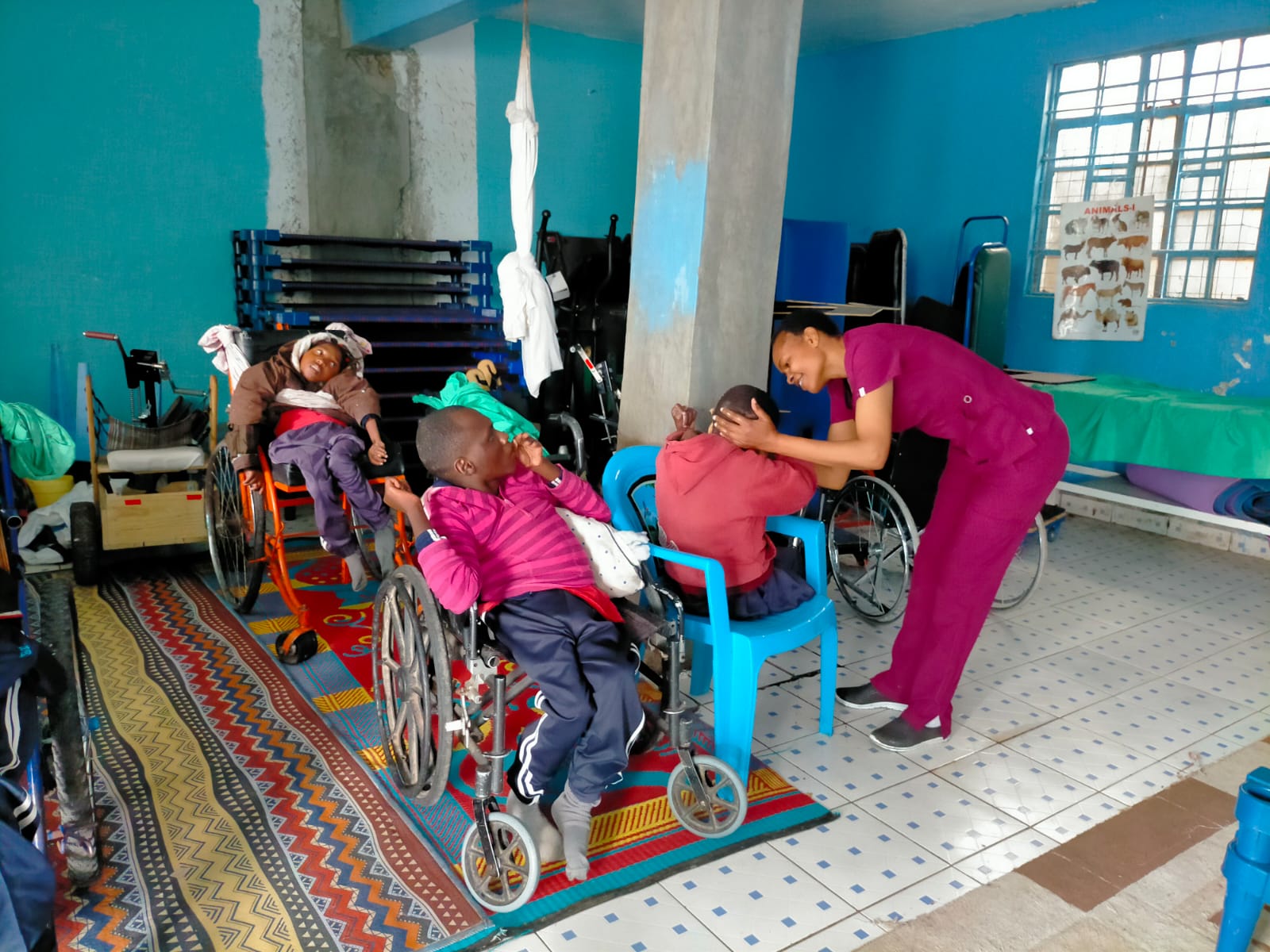 Therapy session with children in wheelchairs